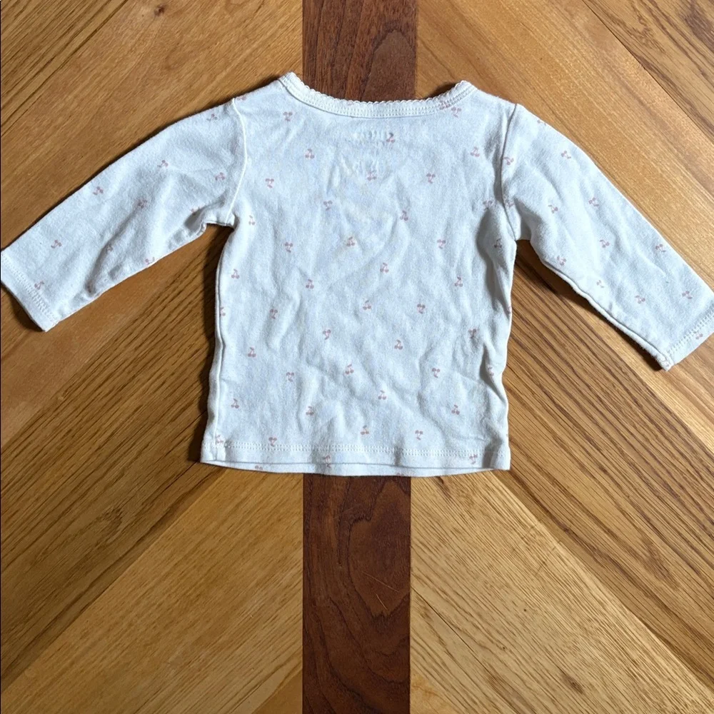 Carter's 0-3 Month Light Pink Ruffled Overalls & Long Sleeve Cherry Top